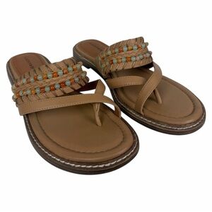 Lucky Brand Women's Kaykey Beaded Slide Sandal Medium Light Beige Size 7.5M